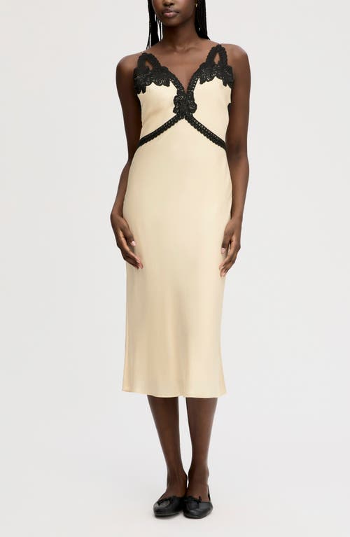 Sam Edelman Lace Trim Midi Dress in Almond at Nordstrom, Size X-Large