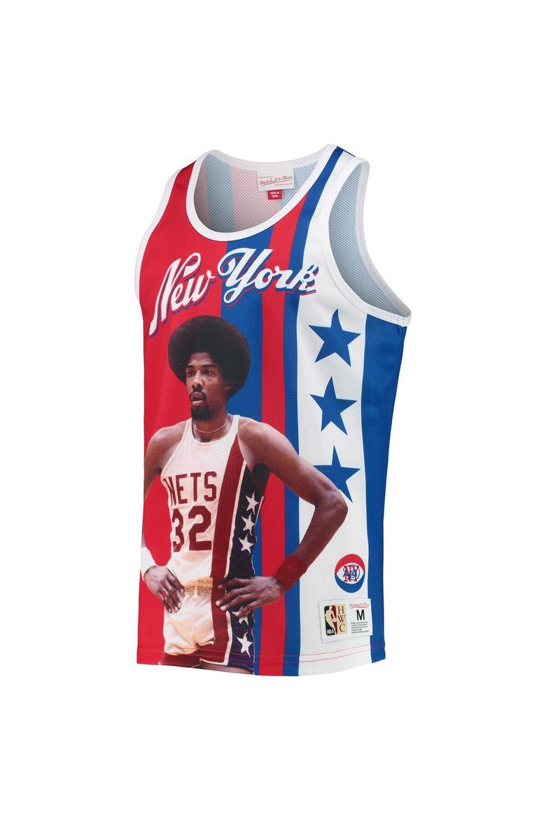 Men's Mitchell & Ness Julius Erving Blue/Red New York Nets Sublimated Player Tank Top, Alternate, color, Blue