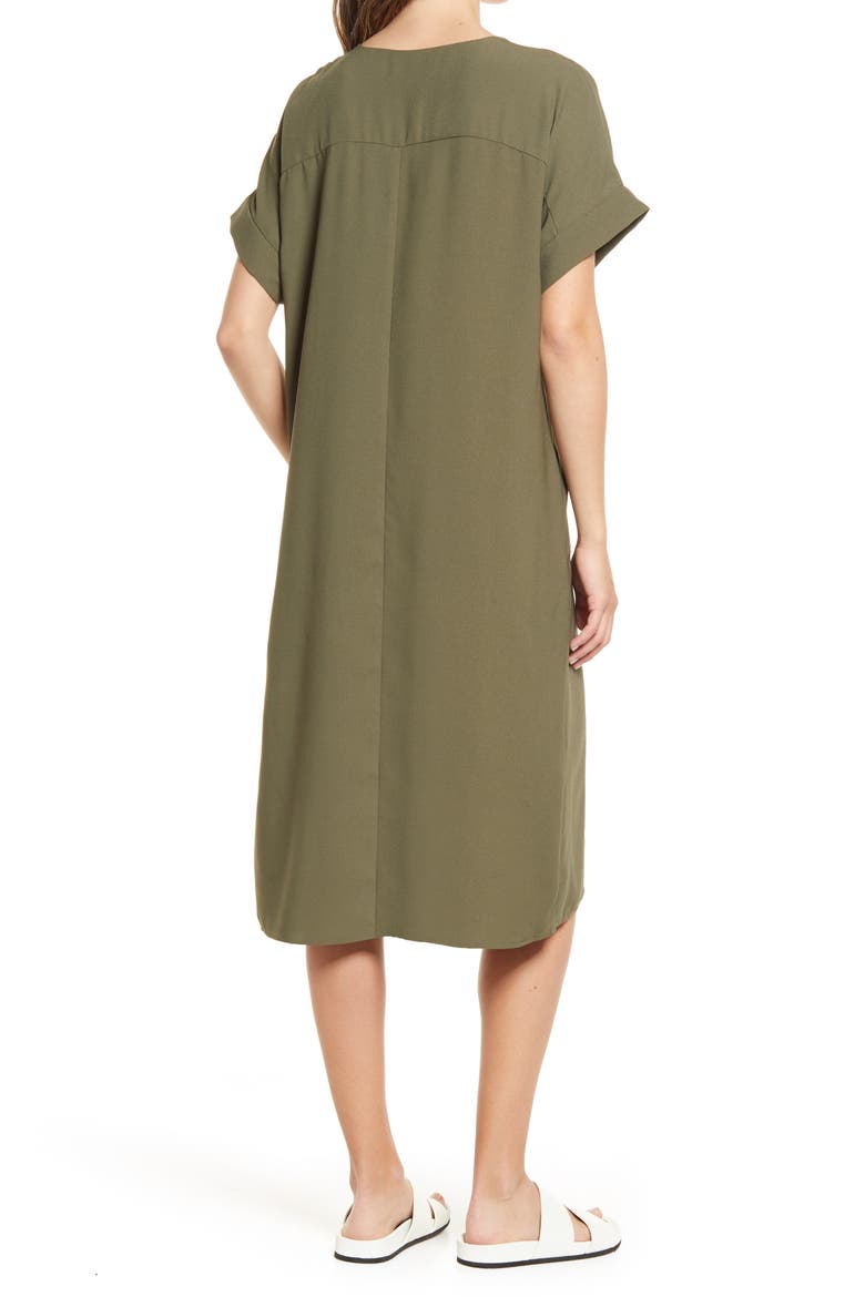 Short Sleeve Shift Dress, Alternate, color, OLIVE SARMA