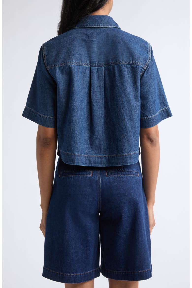 Spruce Cotton & Silk Blend Denim Button-Up Top, Alternate, color, STARRY NIGHT