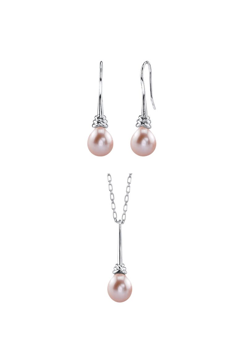 Pink Freshwater Drop Pearl Denise Pendant and Earring Set, Main, color, Pink Pearls
