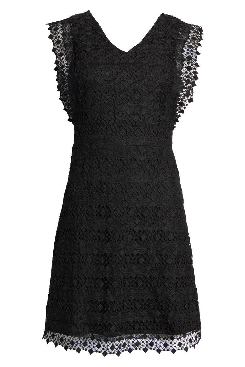 Flutter Sleeve Lace Dress, Alternate, color, BLACK