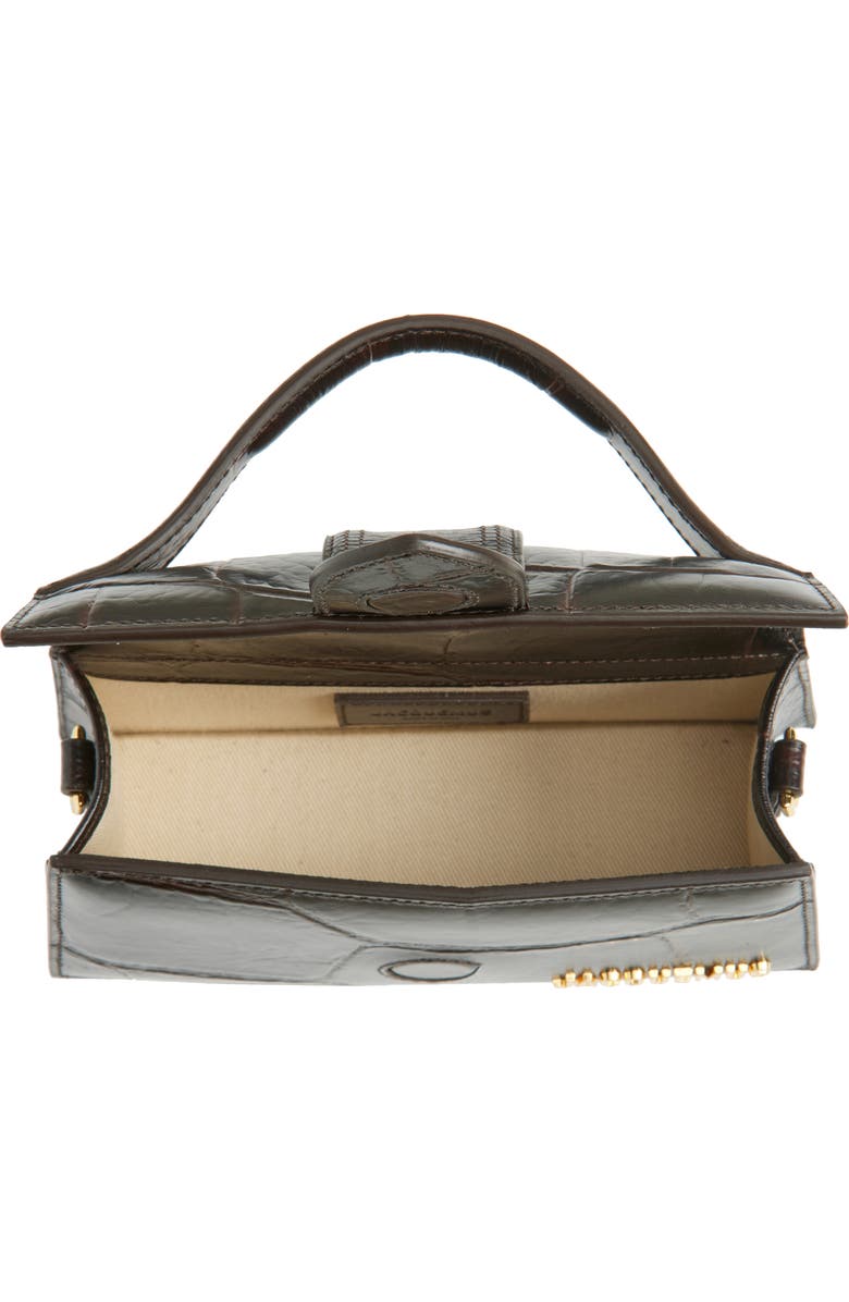 Jacquemus Le Bambino Croc-Embossed Leather Shoulder Bag, Alternate, color, Dark Brown 880