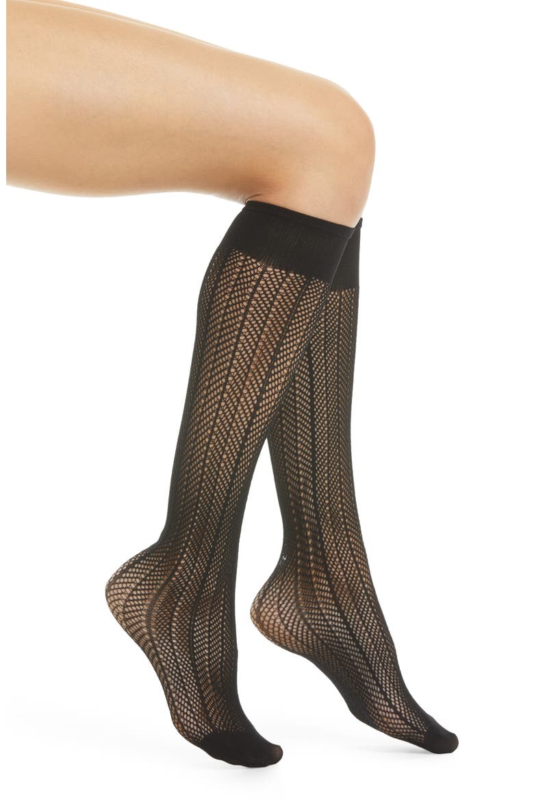 Astrid Knee High Stockings, Main, color, BLACK