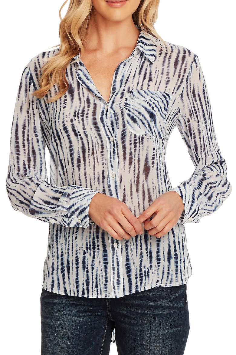 Ikat Rivers Pocket Chiffon Blouse, Main, color, PEARL IVORY