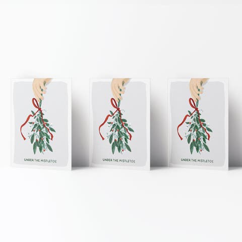 Winter/Holiday Greeting Card Pack Sets (3 ct) Under The Mistletoe