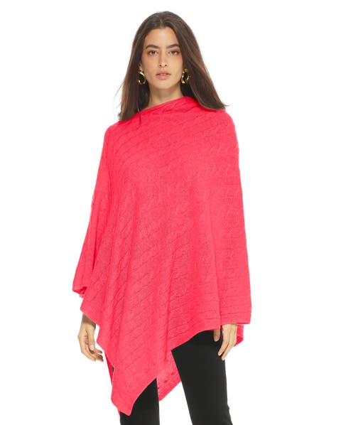 Pure Cashmere Textured Knit Poncho