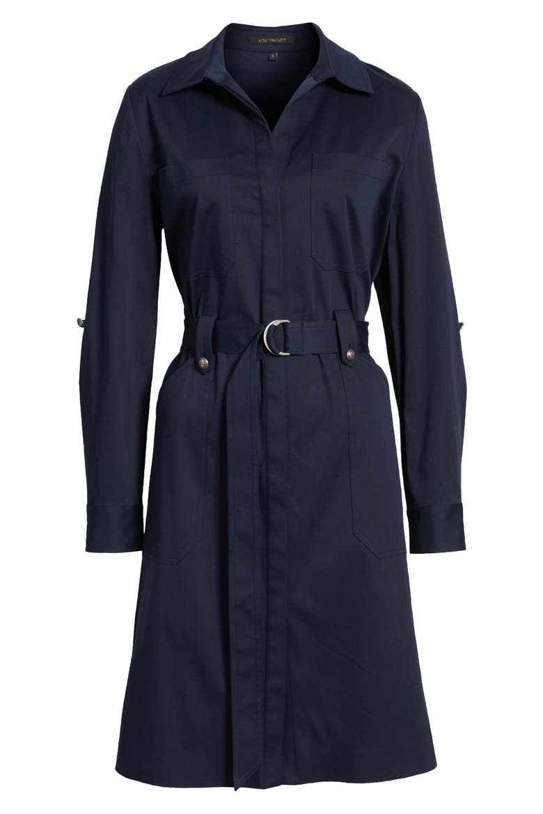 Long Sleeve Cotton Blend Shirtdress, Alternate, color, INDIGO