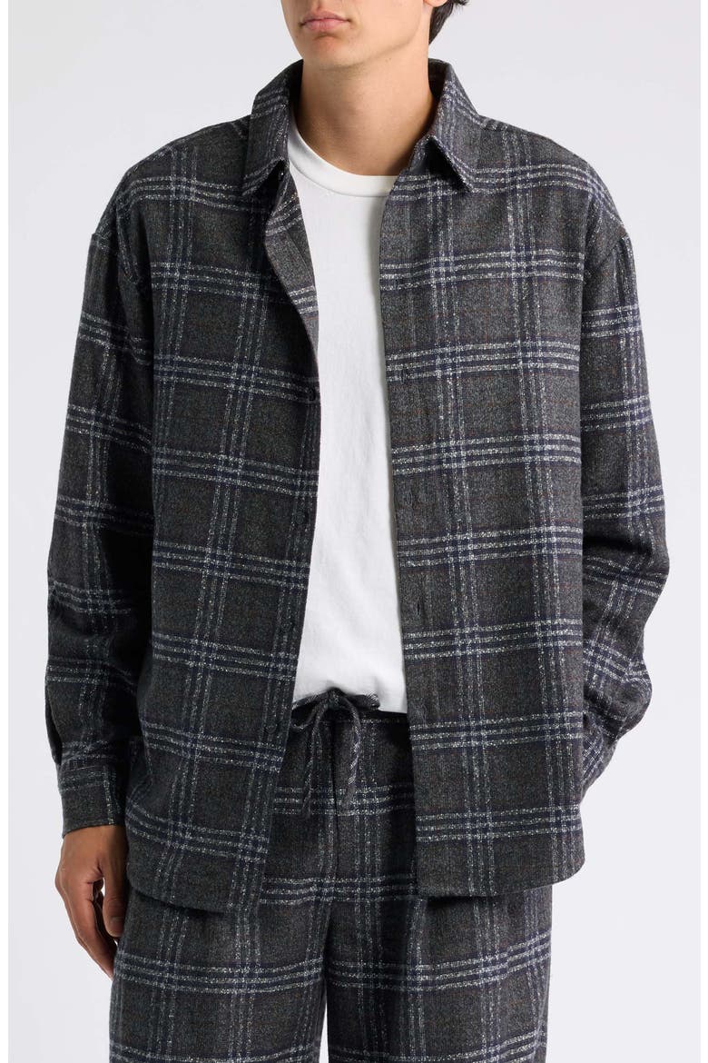 Eco Relaxed Plaid Button-Up Shirt, Main, color, NIGHT SKY