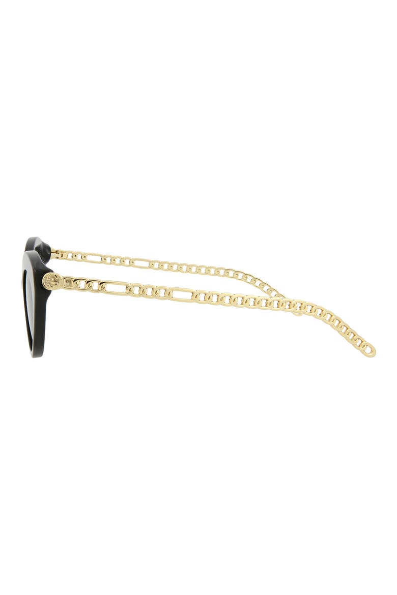 52mm Cat Eye Sunglasses, Alternate, color, BLACK GOLD GREY