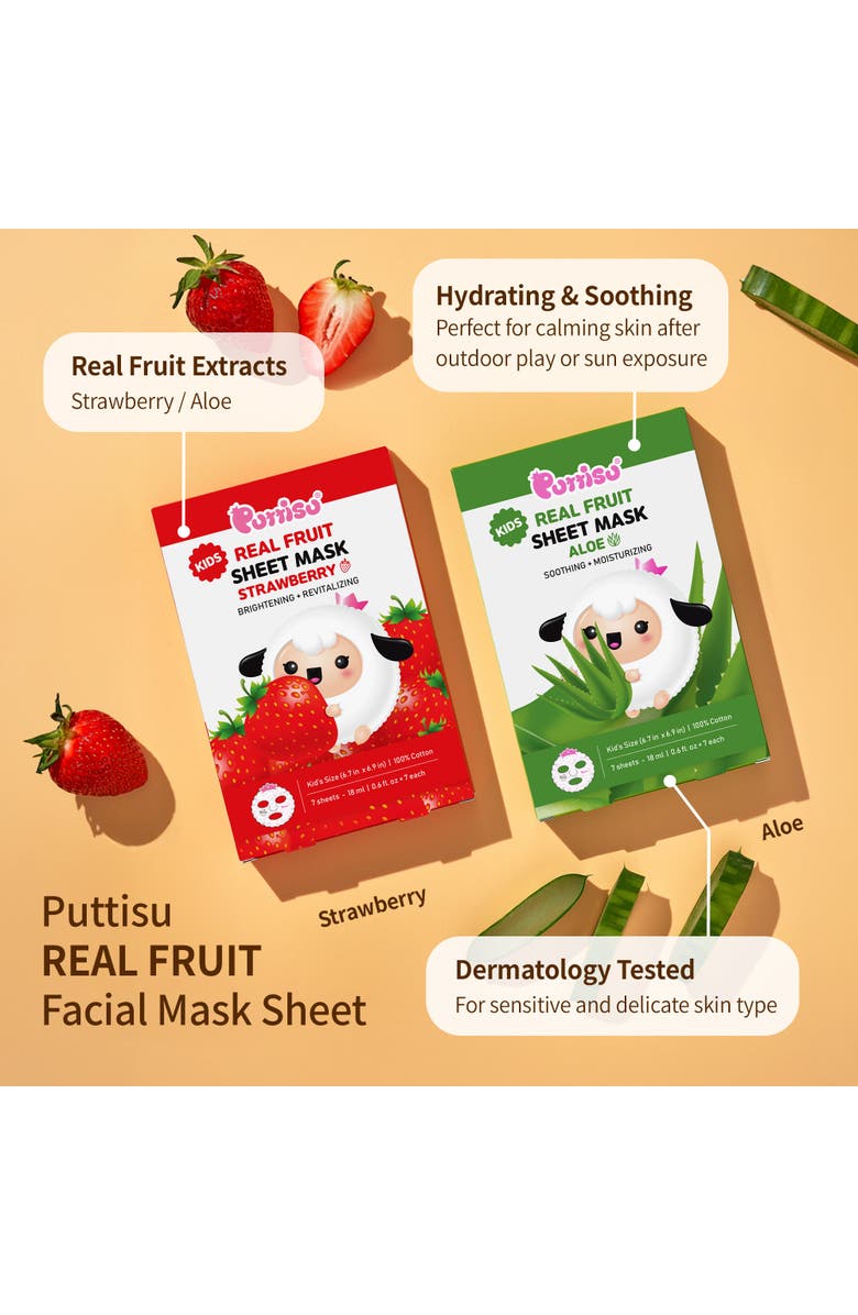 Puttisu Kids Bunny Friends Sheet Mask & Spa Headband Gift Set, Alternate, color, Strawberry Aloe 14 Sheets