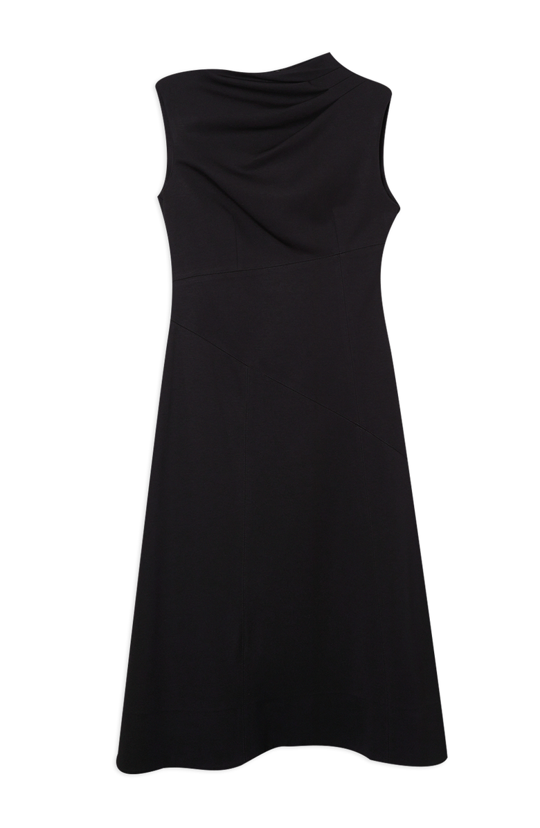 Karen Millen Ponte Asymmetric Midi Dress, Alternate, color, Black