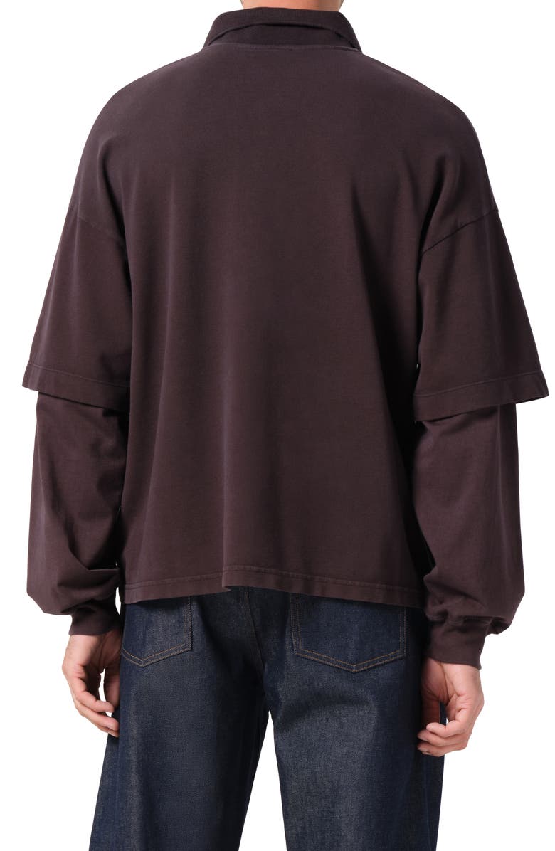 AGOLDE Curren Layered Piquè Polo, Alternate, color, Elysian Dark Brown