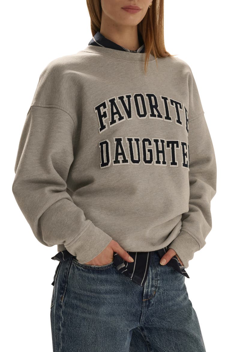 The Embroidery Collegiate Graphic Sweatshirt, Alternate, color, HEATHER GREY/ NAVY