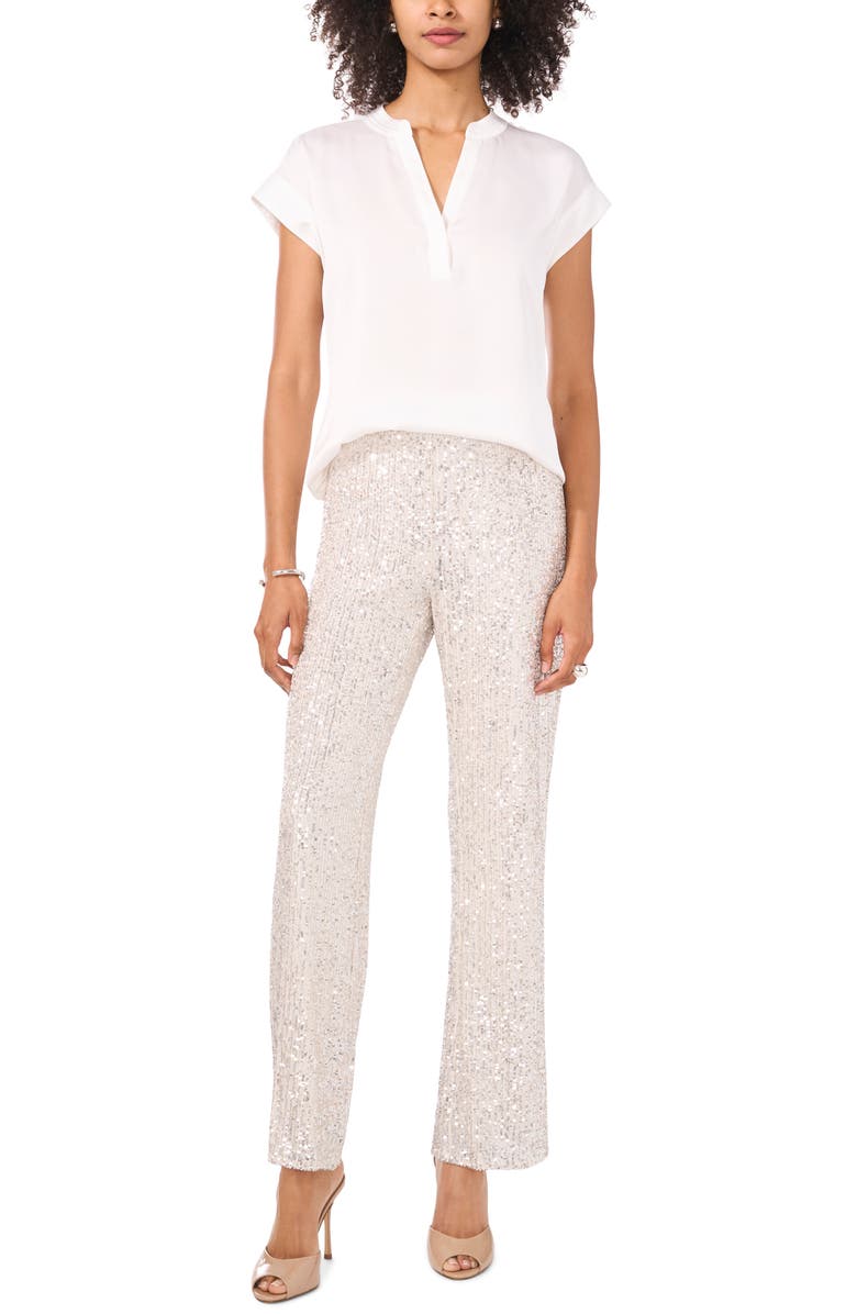 Vince Camuto Sequin Flare Leg Pants, Alternate, color, Silver