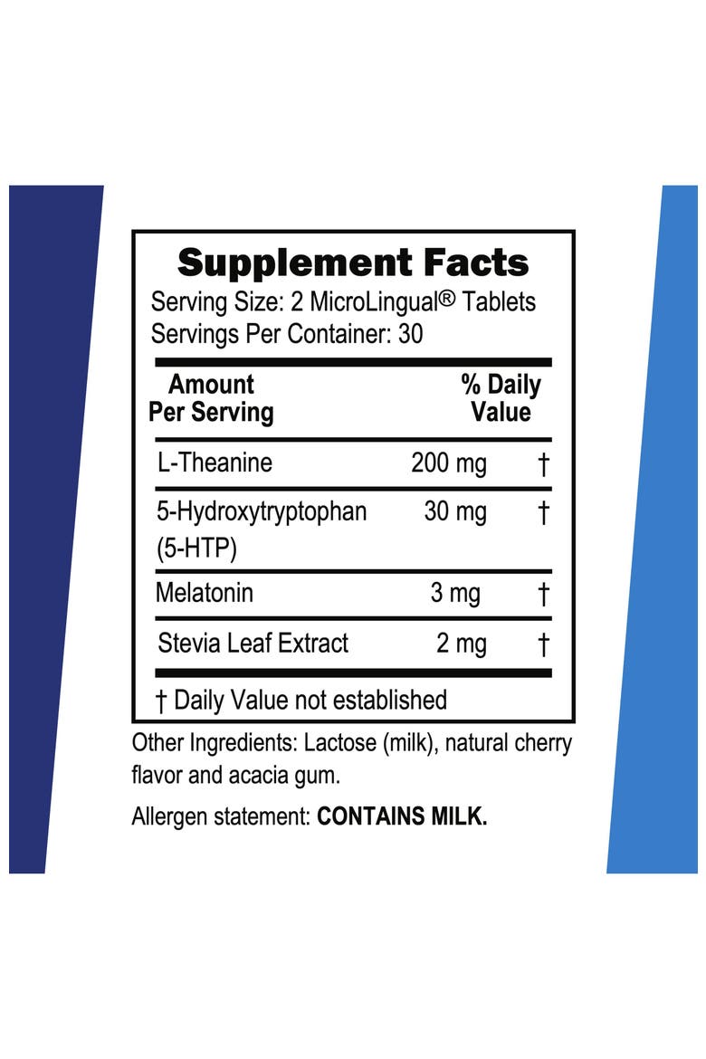 Calming Formula L-Theanine Melatonin 5-HTP MicroLingual Tablets, Alternate, color, White
