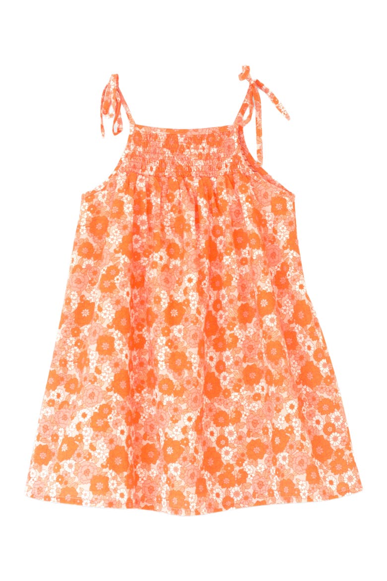 Girls' Shoulder-Tie Smocked Dress, Main, color, Orange