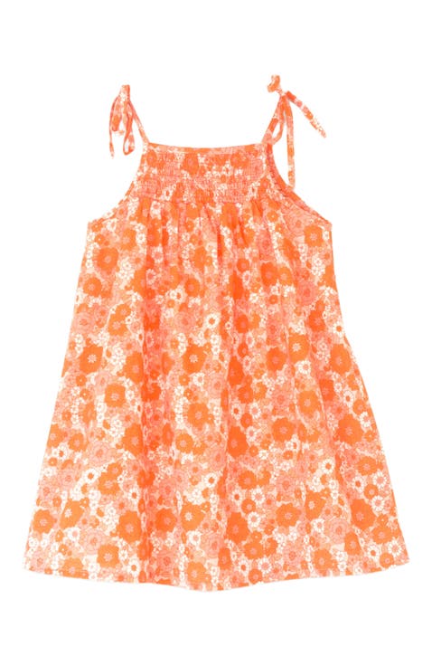 Girls' Shoulder-Tie Smocked Dress