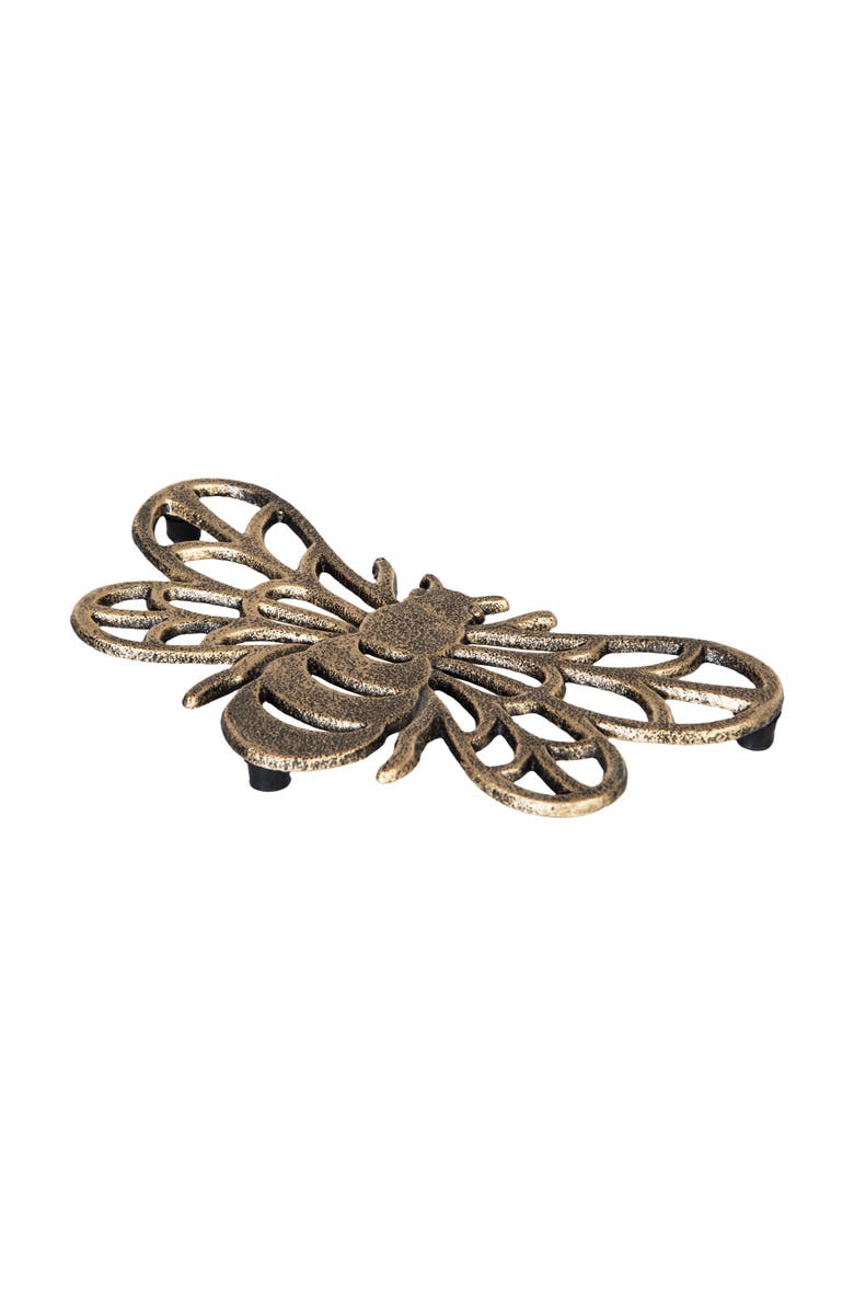 Gallerie II Bee Metal Serving Kitchen Trivet 4.65" x 7.87", Alternate, color, Gold
