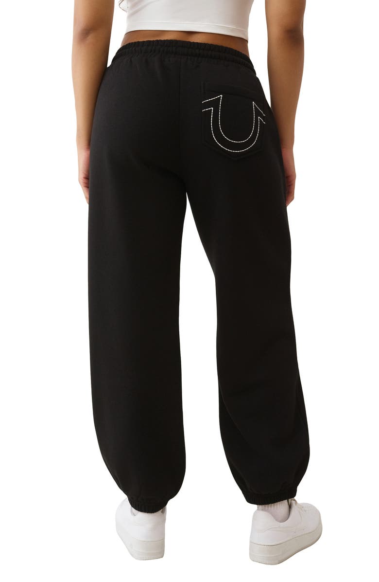 True Religion Studded Carpenter Boyfriend Joggers, Alternate, color, Jet Black