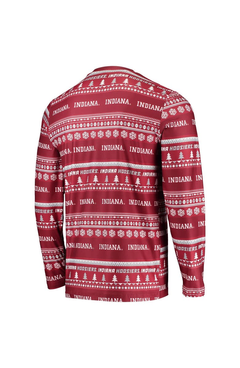 CONCEPTS SPORT Men's Concepts Sport Crimson Indiana Hoosiers Ugly Sweater Long Sleeve T-Shirt and Pants Sleep Set, Alternate, color, Crimson