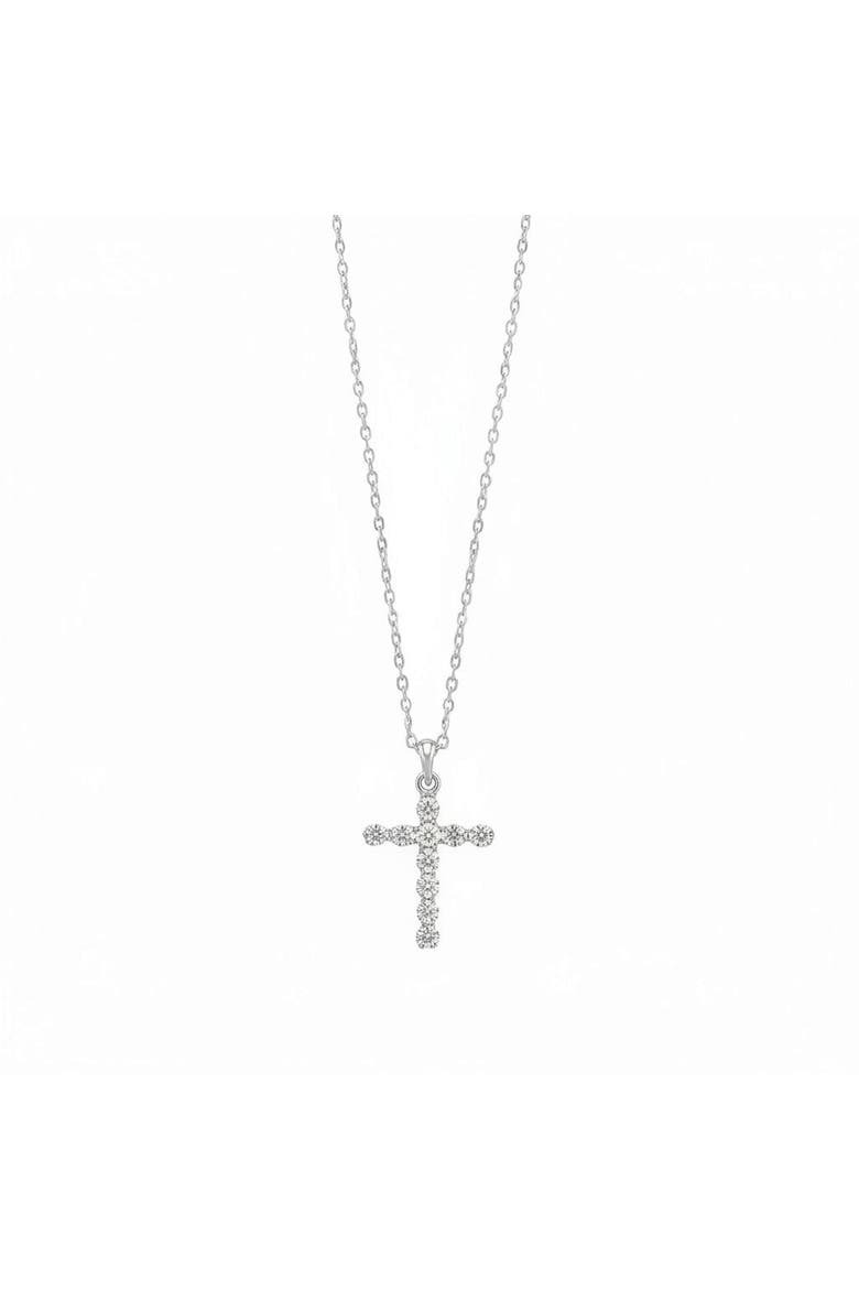 Diamond Tennis Cross Pendant Necklace 14K, Main, color, 14K White Gold - Small