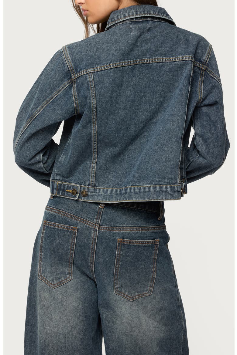 Barb Crop Nonstretch Denim Jacket, Alternate, color, DARK-BLUE
