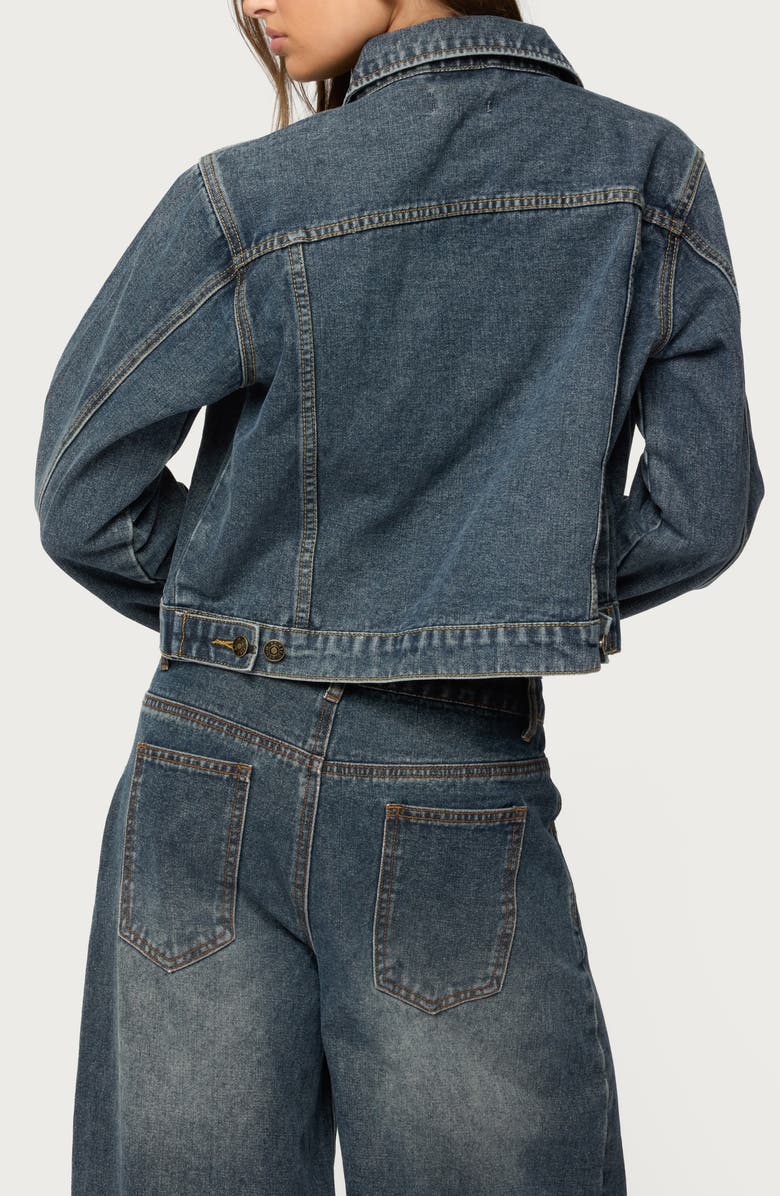 EDIKTED Barb Crop Nonstretch Denim Jacket, Alternate, color, 