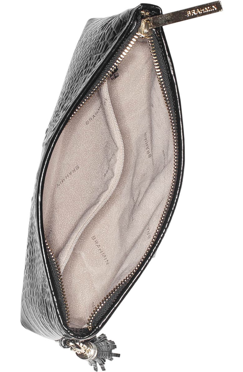 Brahmin Kayla Embossed Leather Clutch, Alternate, color, Black