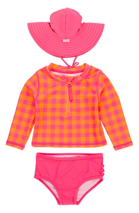 Sunset Sorbet Gingham Long Sleeve Two-Piece Swimsuit (Baby)