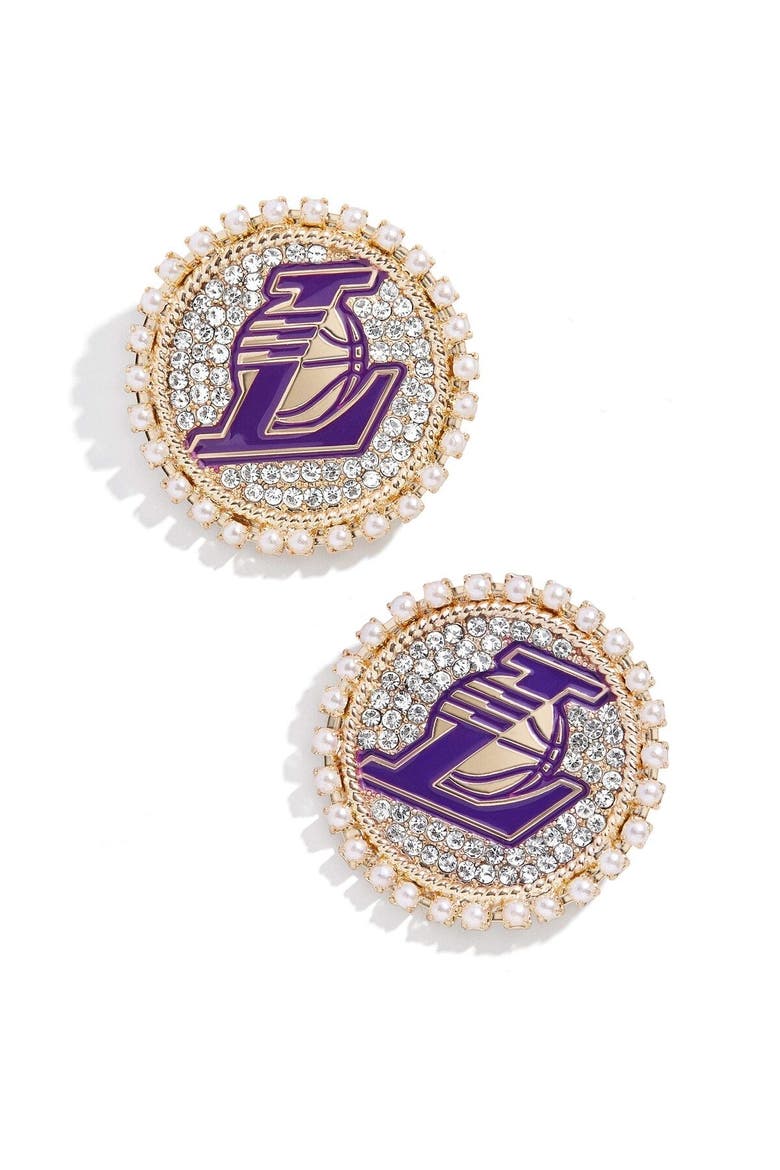 Los Angeles Lakers Statement Stud Earrings, Main, color, Purple