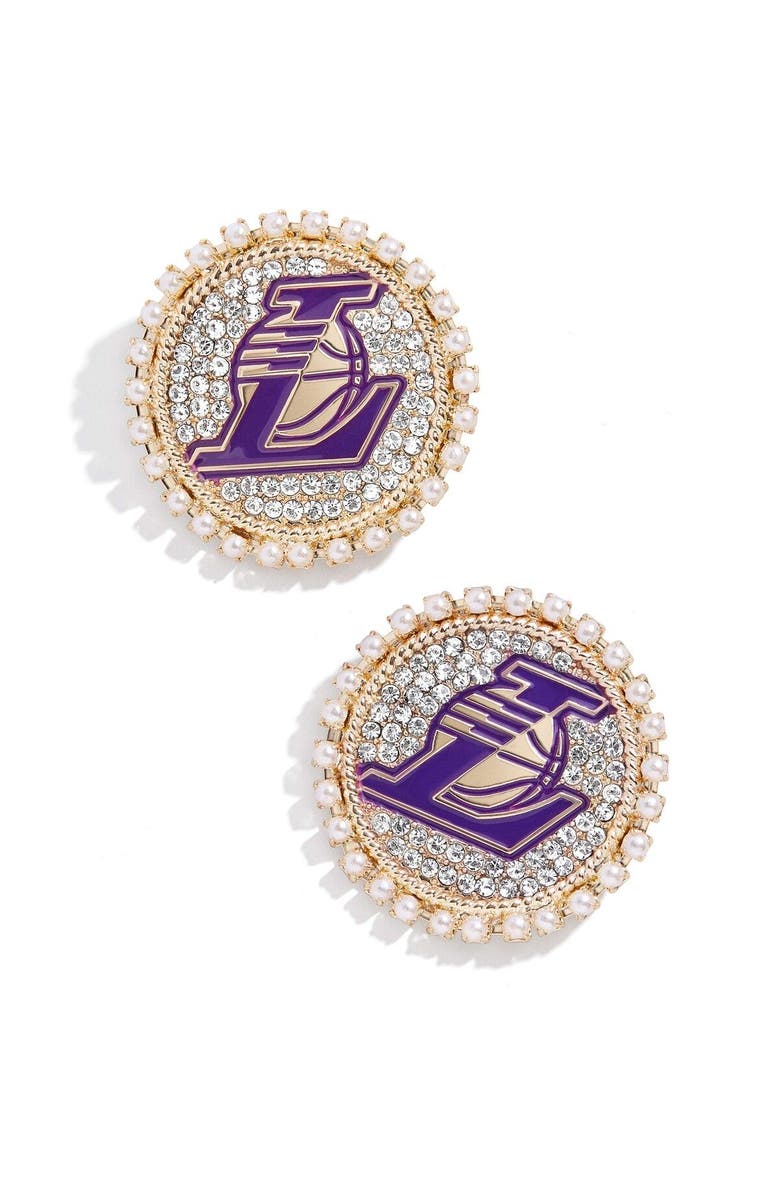 BaubleBar Los Angeles Lakers Statement Stud Earrings, Main, color, 