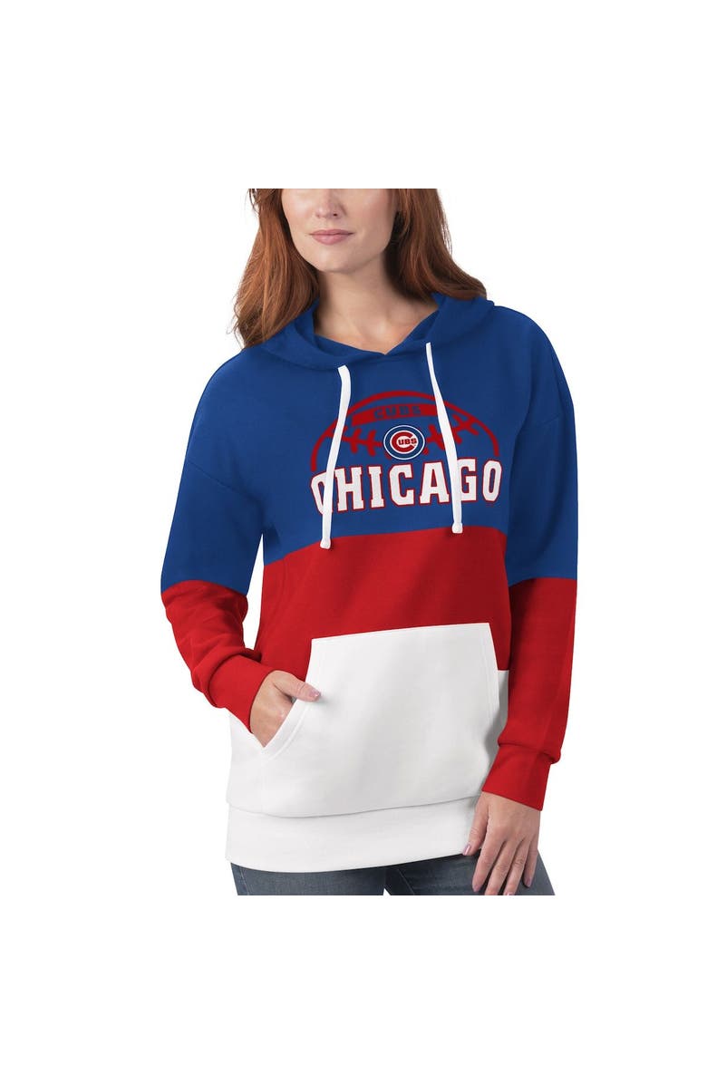 G-III SPORTS BY CARL BANKS Women's G-III Sports by Carl Banks Royal/Red Chicago Cubs Block and Tackle Colorblock Pullover Hoodie, Alternate, color, 