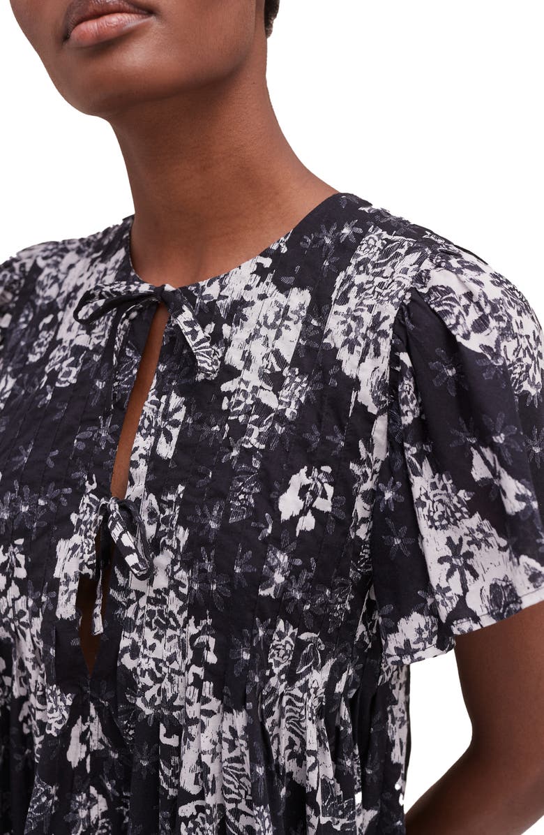 Desmond & Dempsey Pleated Flutter Sleeve Cotton Nightgown, Alternate, color, 