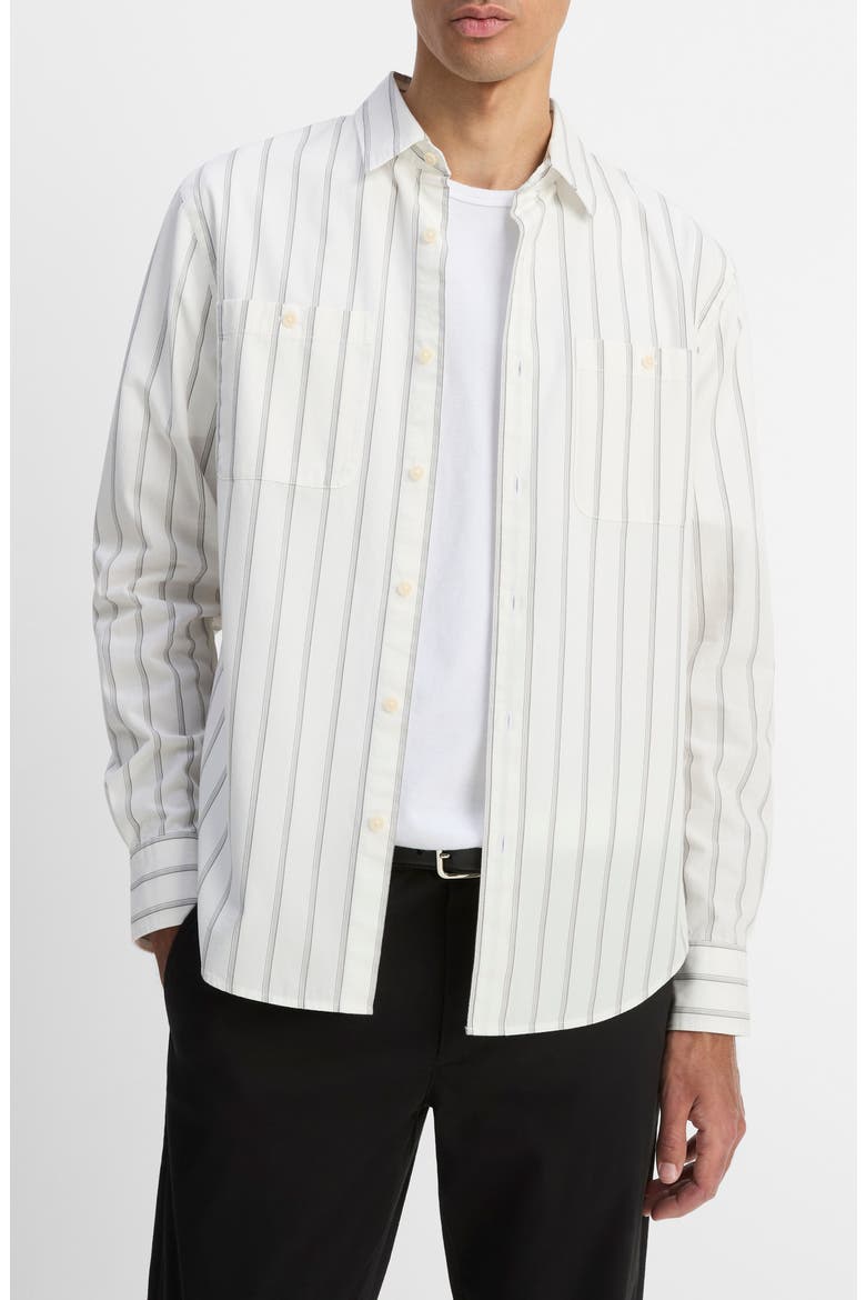 Port Stripe Button-Up Shirt, Main, color, OFF WHITE/ SMOKE