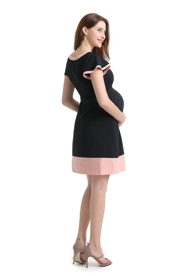 Regan Colorblock Skater Maternity Dress, Alternate, color, BLACK
