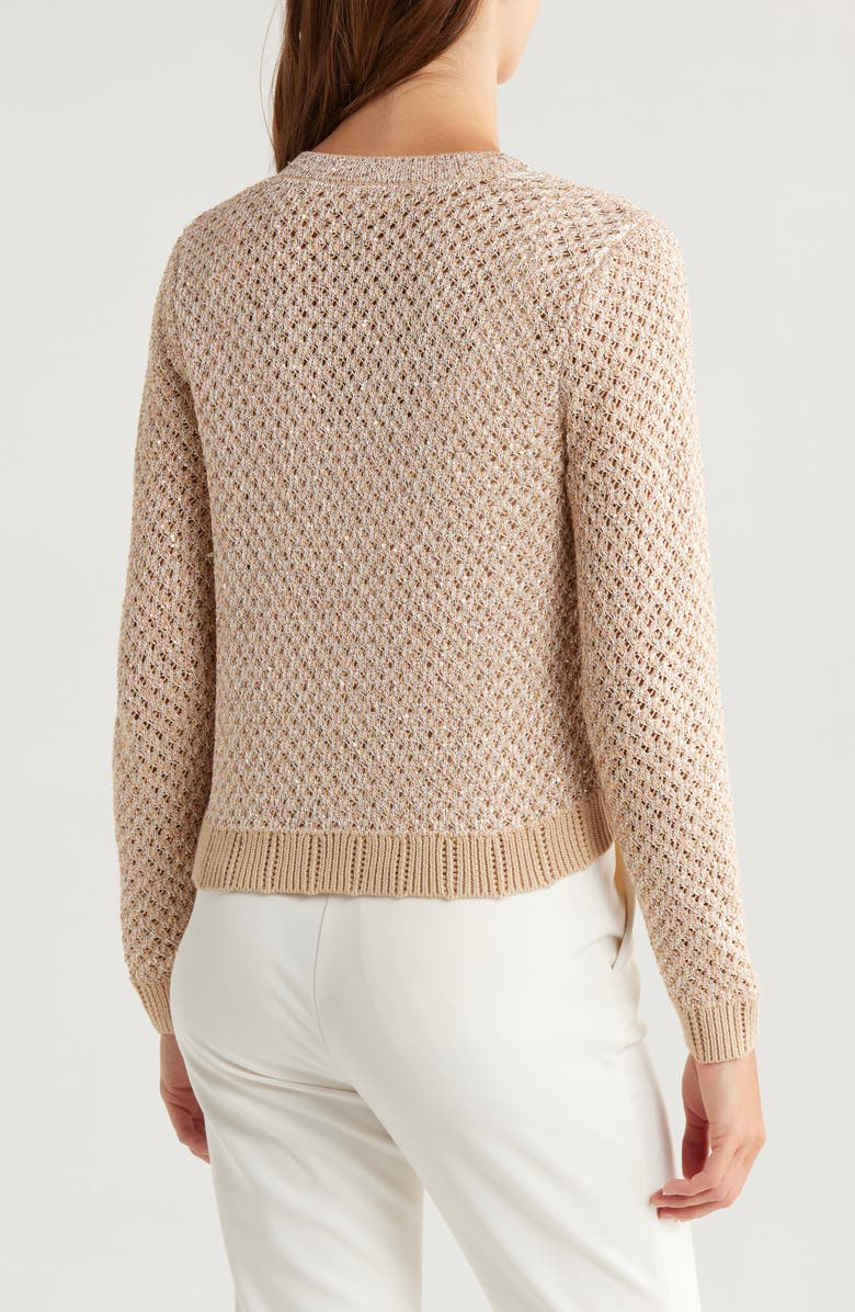 L'AGENCE Blanca Sequin Crop Cardigan, Alternate, color, Natural Multi/ Gold