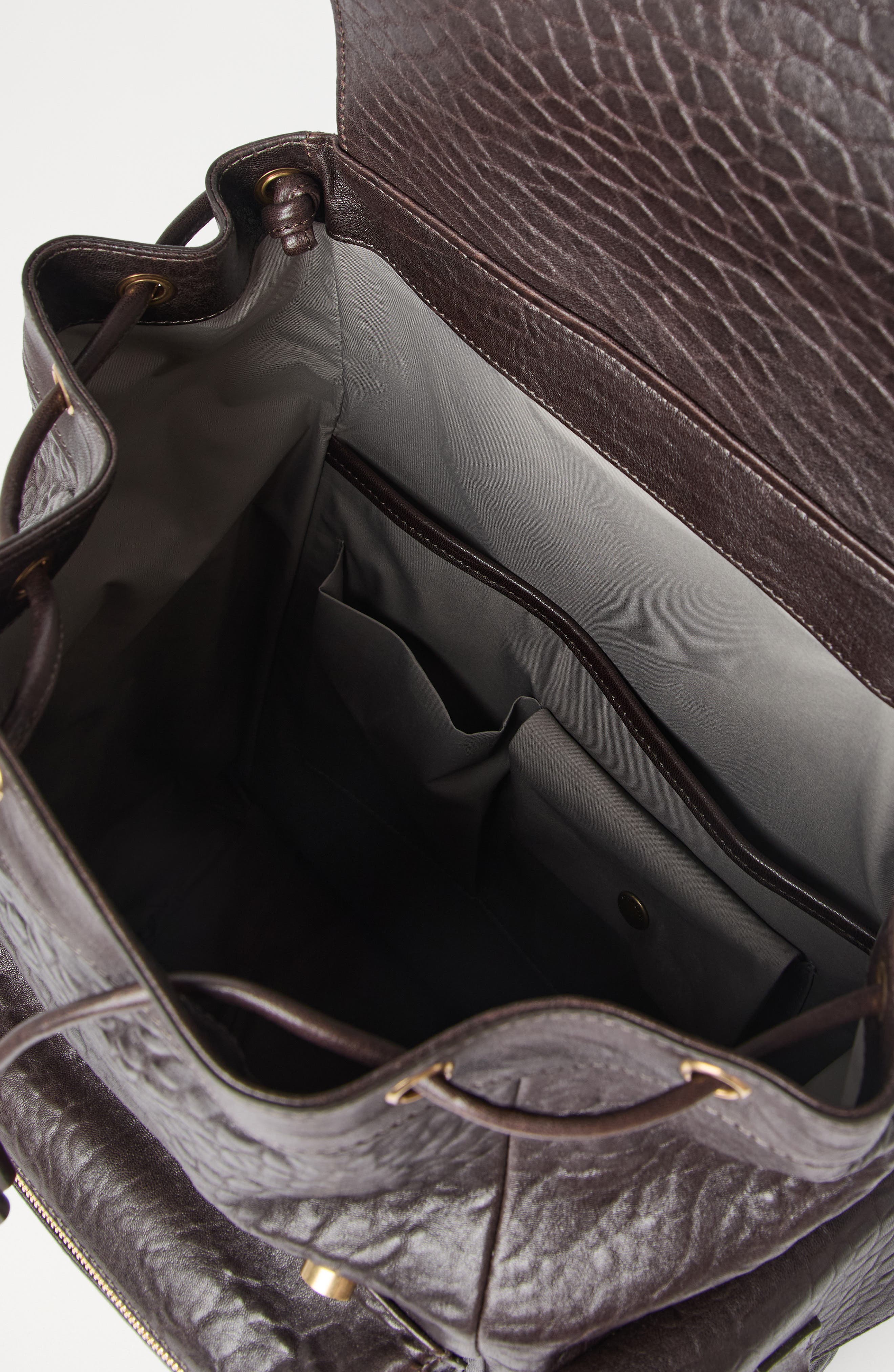 Brunello Cucinelli Leather city backpack, Alternate, color, Brown