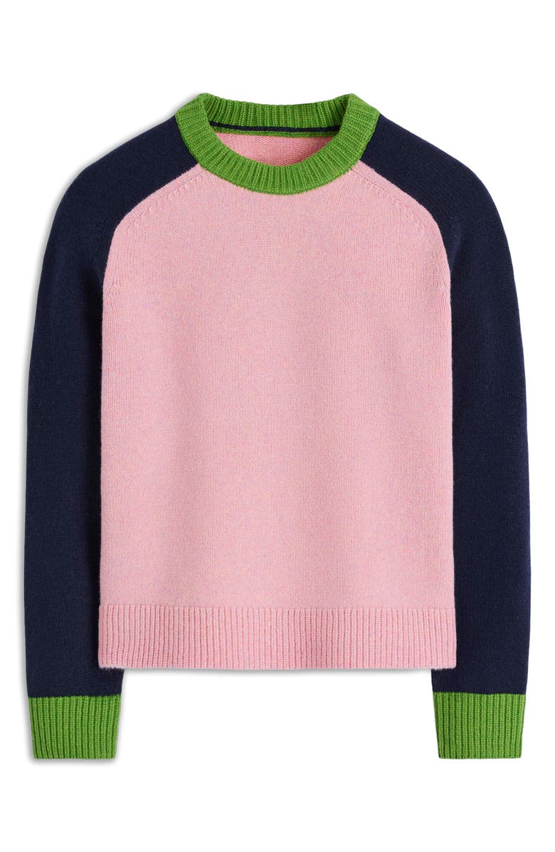 Boden Marion Merino Wool Colorblock Sweater, Alternate, color, Blush Pink Navy Colour Block