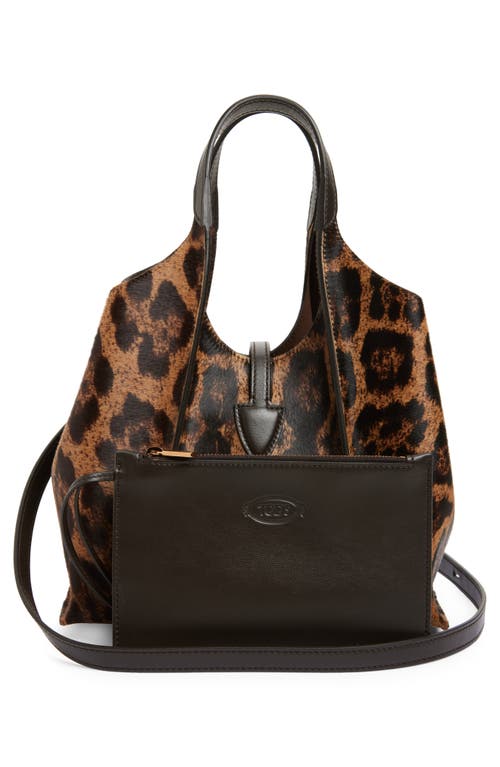 Tod's Small T Timeles Genuine Calf Hair Shopping Bag In Brown