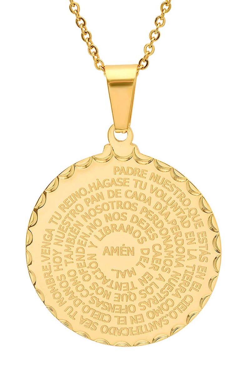 Padre Nuestro Pendant Necklace, Main, color, GOLD