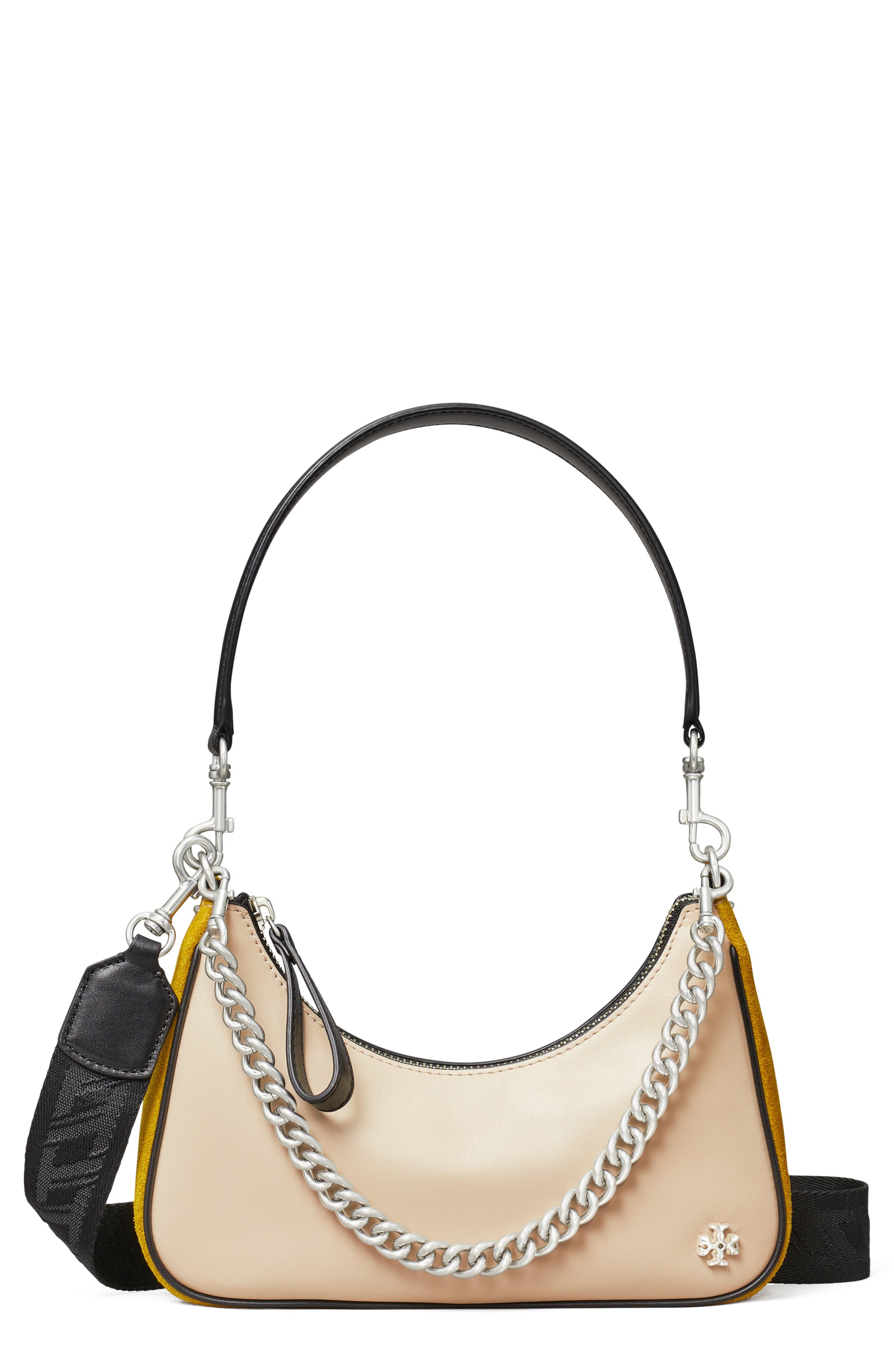 Tory Burch 151 Mercer Colorblock Small Crescent Bag, Main, color, 