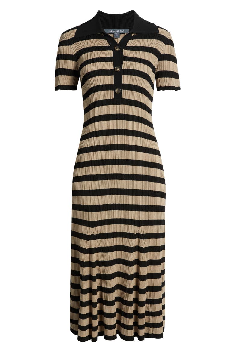 Stripe Variegate Rib Midi Sweater Dress, Alternate, color, BLACK/ MOCHA MOUSEE