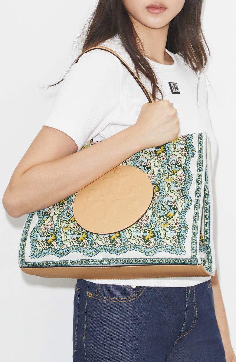 Tory Burch Small Ella Print Tote, Alternate, color, Blue Dream Paisley