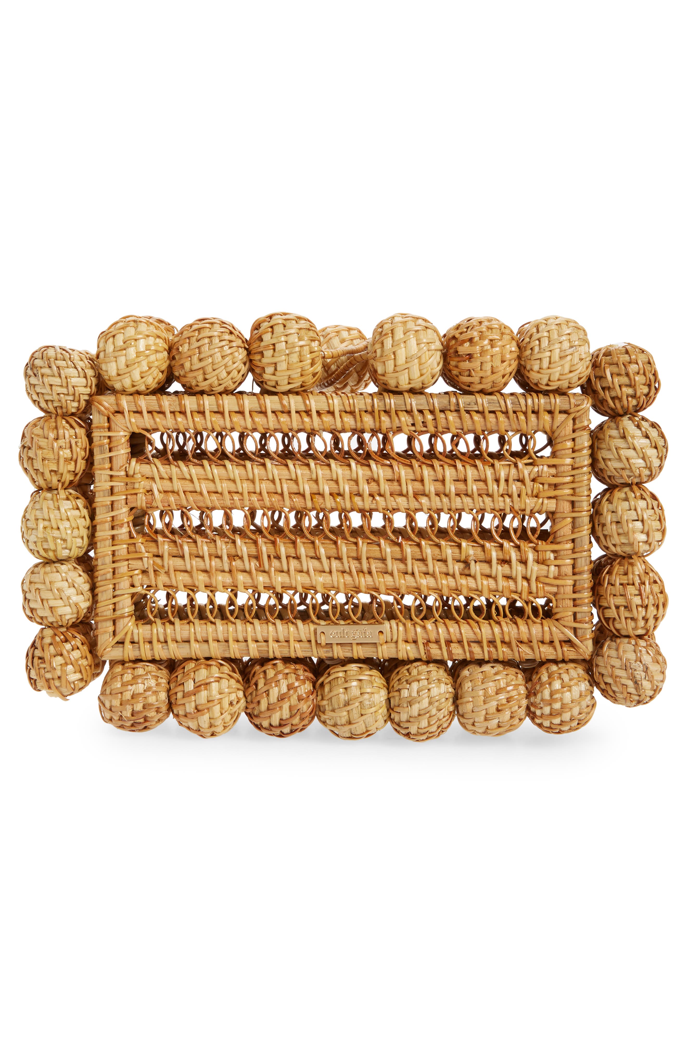 Cult Gaia Eos Rattan Box Clutch, Alternate, color, Natural