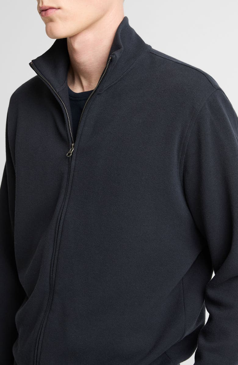 Vince Pique Zip Jacket, Alternate, color, Coastal/ Med Heather Grey