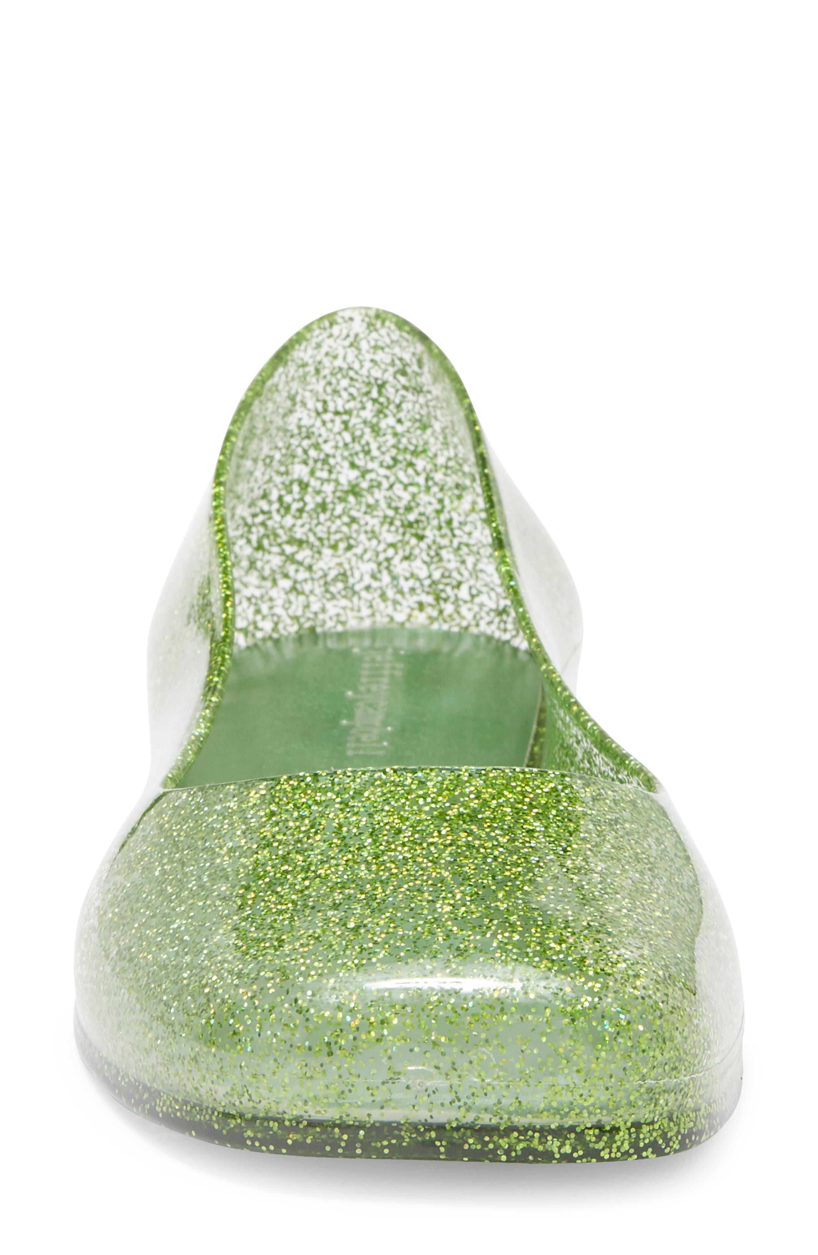 Balanced Clear Flat, Alternate, color, GREEN GLITTER