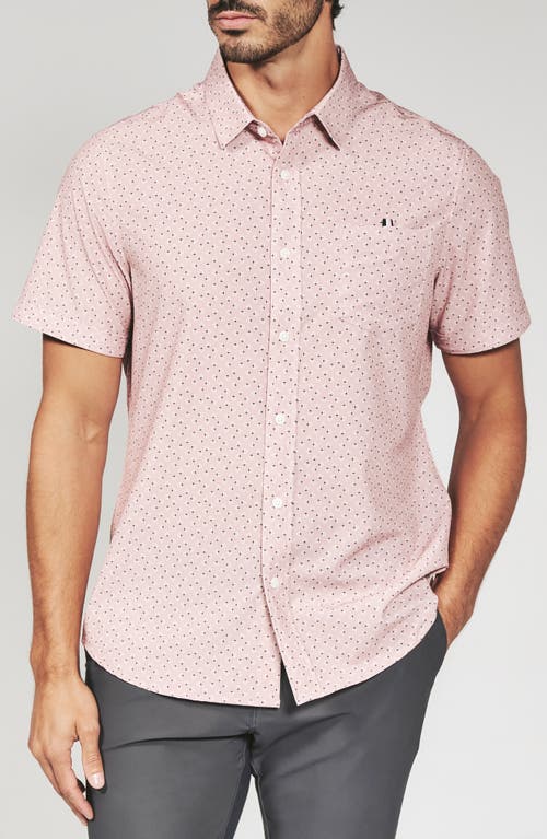 7 Diamonds Seager Geo Print Short Sleeve Performance Button-up Shirt In Pink
