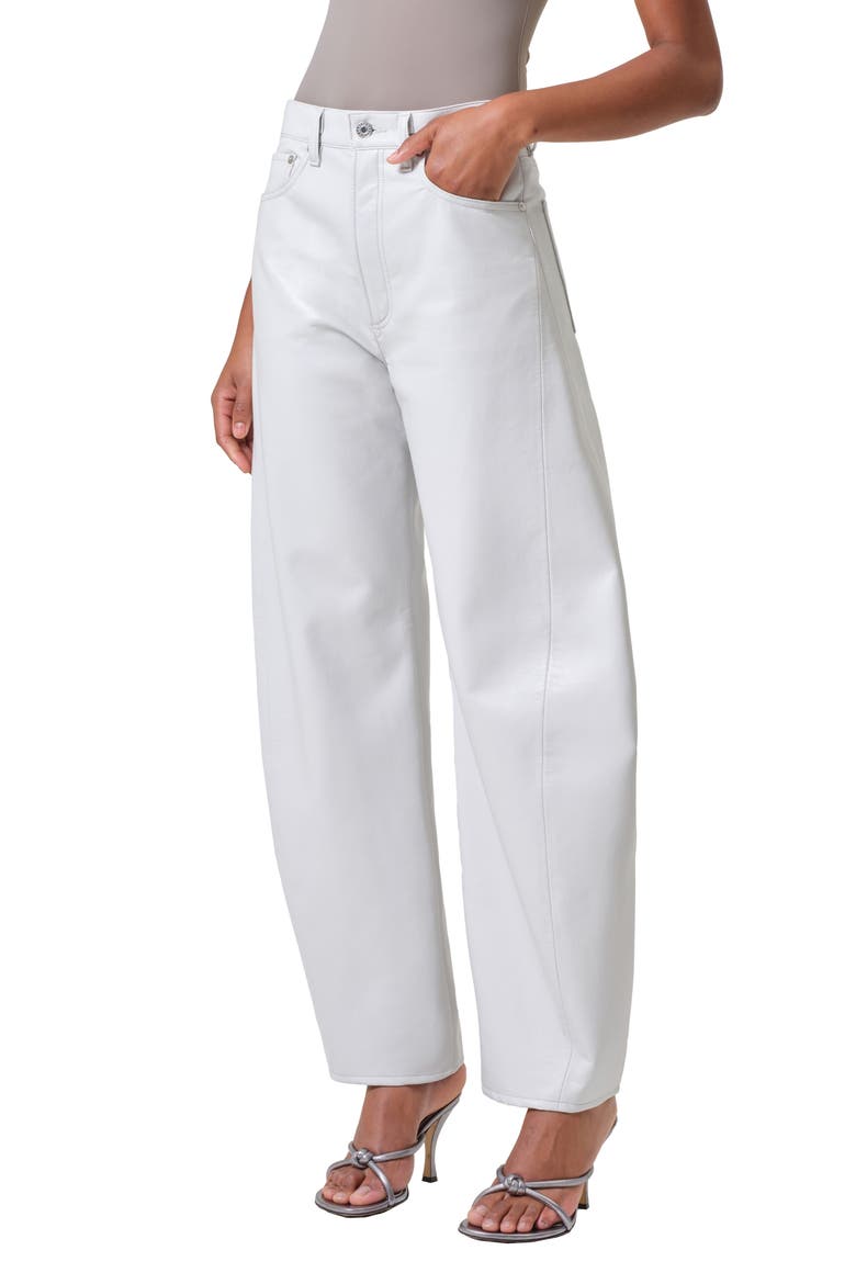 Luna Pieced High Waist Barrel Leg Leather Blend Pants, Alternate, color, WISP