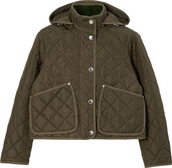 Burberry detachable hood lightweight diamond quilted coat on sale